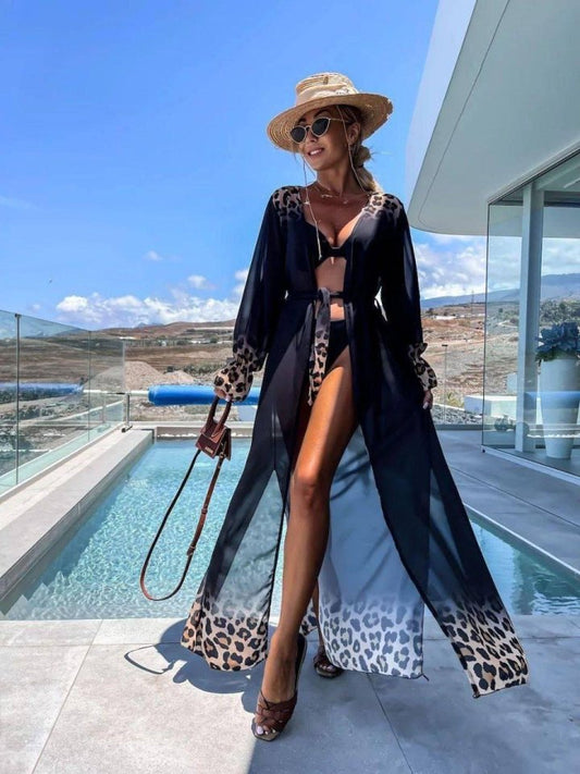 Kadın Leopar Detay şifon Pareo