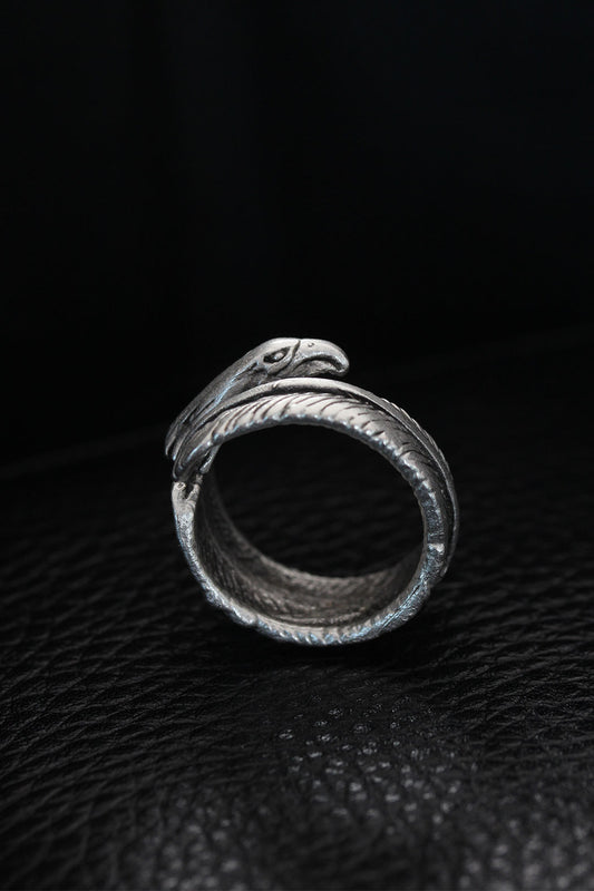 Ayarlanabilir Kartal Başı Ve Kartal Tüyü Model Erkek Yüzük