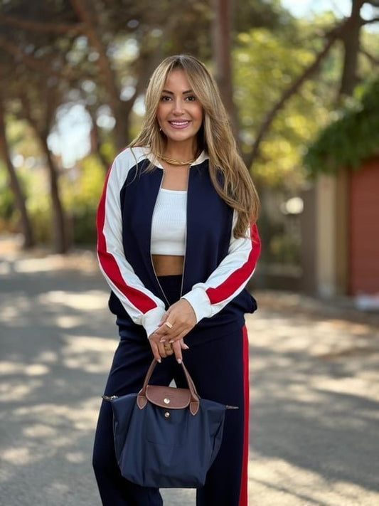 Kadın Hakim Yaka şerit Detay Hırka Ve Bol Paça Pantolon Ikili Takım