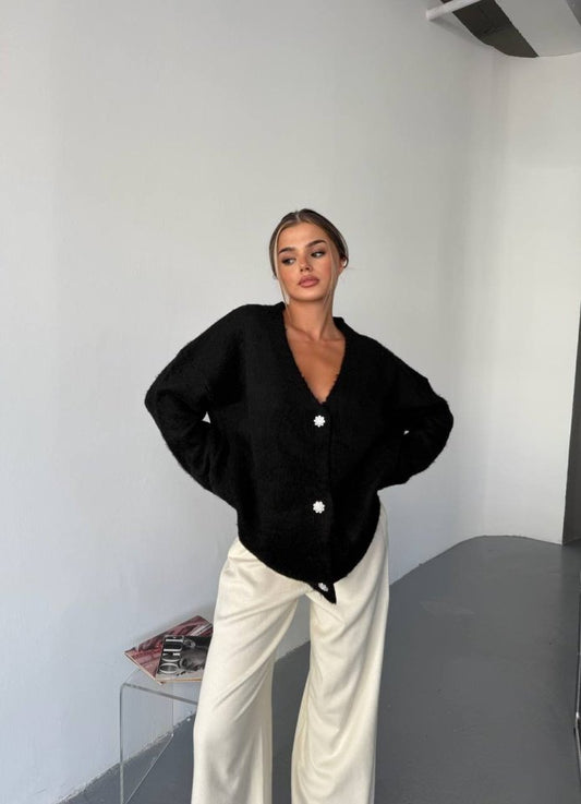 Kadın şardonlu Uzun Triko Hırka