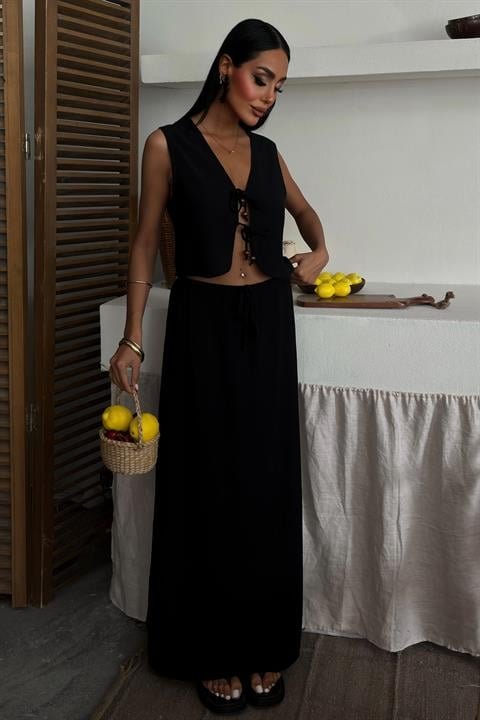 Yelek Önden Bağlamalı Uzun Etekli Takım 10192