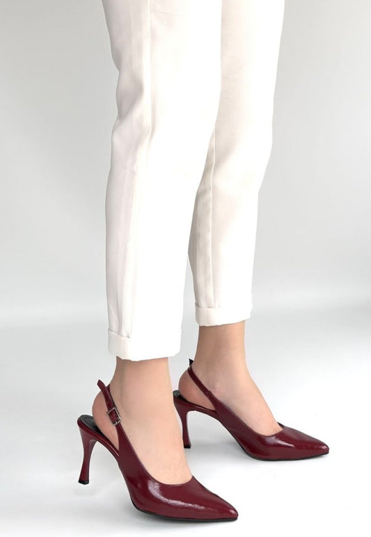 Uster Bordo Rugan Topuklu Ayakkabı