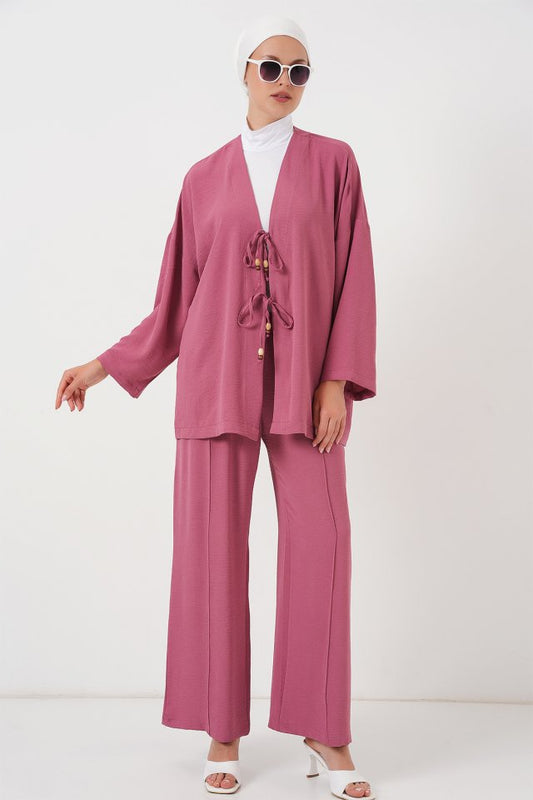 Ayrobin Kimono Pantolon İkili Takım 6739 - Gül Kurusu