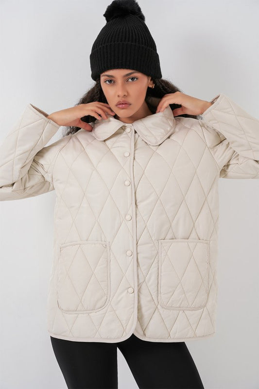 Kapitone Oversize Mont 5226 - Ekru