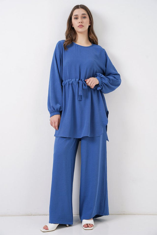Uzun Tunik Pantolon İkili Takım 6719 - İndigo