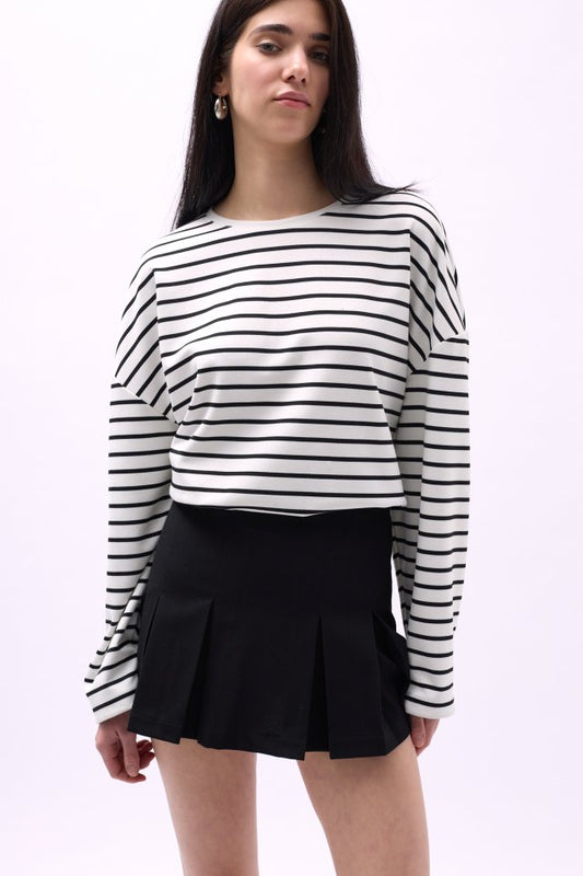 Pileli Yüksek Bel Mini Etek