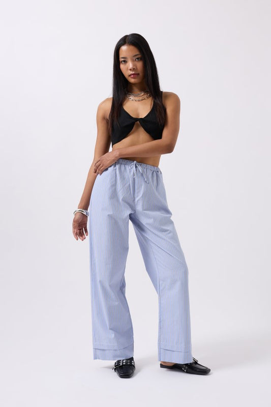 Çizgili Bel Lastikli Pantolon