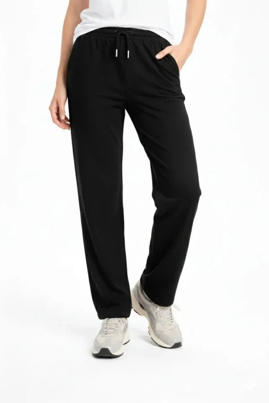 Düz Paça Beli Lastikli İpli Günlük Spor Eşofman Altı Rahat Fit - Siyah