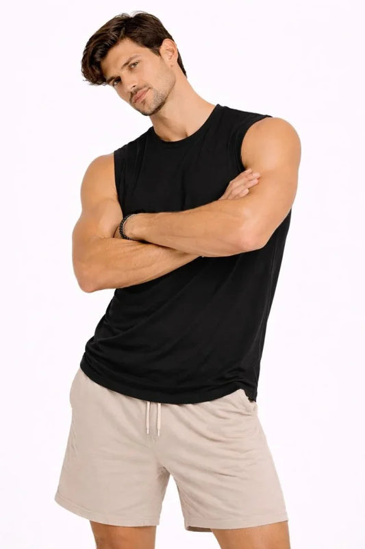 Erkek Sıfır Kolsuz Atlet Bisiklet Yaka Oversize Basic Spor Üst, Günlük Ve Fitness Kullanımına Uygun - Siyah