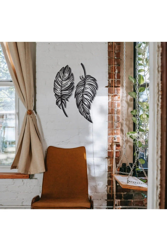 Wall Art Home Ikili Tüy Metal Tablo