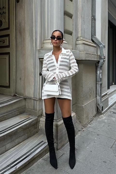 Arina Ajurlu Polo Yaka Hırka 5163