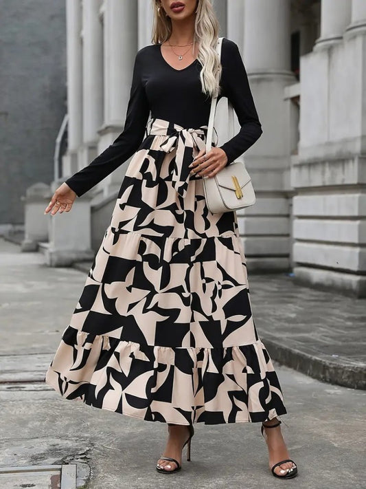 Kadın Uzun Kollu Bisiklet Yaka Uzun Elbise