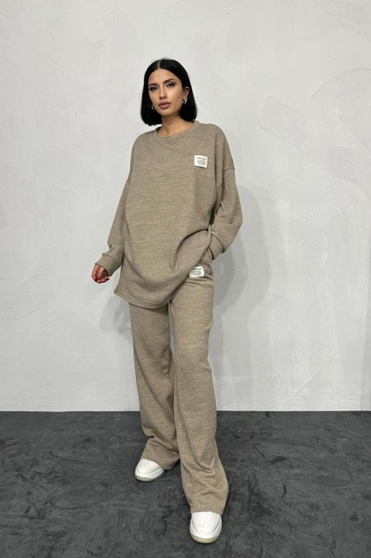 Bej Salaş Bluz Ve Pantolon Takım