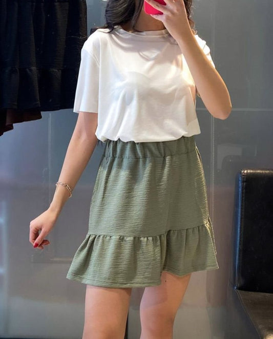 1884 Örme Mini Etek - Çağla