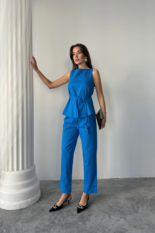 KETEN BLUZ - PANTOLON TAKIM MASSİMO MODEL SCREAT KUMAŞ - Saks