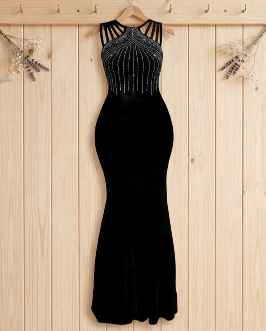 Çok Şık Likralı Maxi Boy Elbise