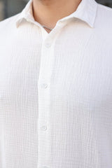 Erkek Uzun Kollu Müslin Kumaş Gömlek