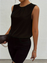 Kadın Askılı Yuvarlak Büzgü Yaka Sandy Bluz