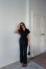 ÇİZGİLİ POLYVİSKON BLUZ - PANTOLON TAKIM - Bordo