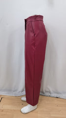 Kadın önden Fermuarlı Cepli Geniş Kesim Lame Deri Pantolon