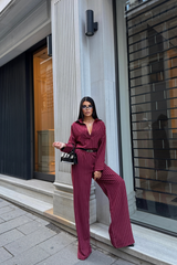 ÇİZGİLİ BLUZ  - PANTOLON TAKIM - Siyah