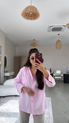 Kadın Tek Cepli Over Size Ketem Gömlek