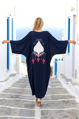 Kadın Fakir Kol Arkası Etnik Desen Baskılı önü Full Düğme Detay çok Renkli Elbise