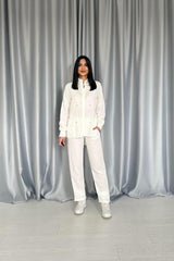 Mor 3 Taş Motifli Gömlek Ve Pantolon Takım