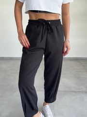 Kadın Dalgıç Krep Full Likralı Paçası Pens Detay Pantolon