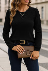 Kadın Uzun Kollu Bisiklet Yaka Geometrik Desenli Triko Bluz