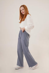 Bel Lastikli Paça Detaylı Cepli Krem Pantolon