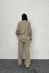 Bej Salaş Bluz Ve Pantolon Takım