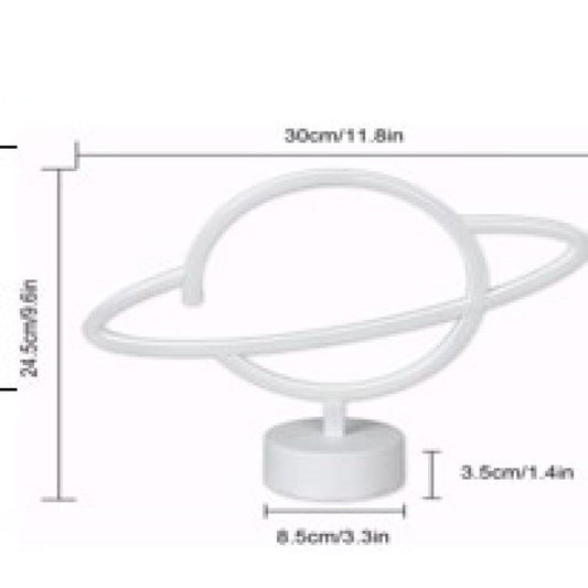 Neon Işıklı Satürn Lamba Pil+Usb
