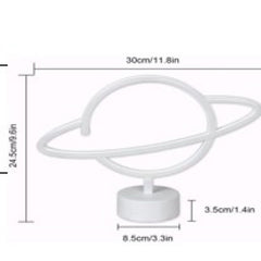 Neon Işıklı Satürn Lamba Pil+Usb