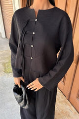 Önü İnce Kordon Detaylı Ve Double Paça Pantolonlu Takım 10180