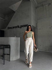 PANTOLON KAPALI CEP 3 DÜĞME DETAYLI - Mavi