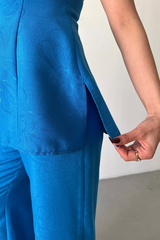 JAKAR KETEN KOLSUZ BLUZ-PANTOLON TK - Beyaz