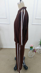 Kadın Uzun Kollu Yakalı şerit Detaylı Viskon Iki Iplik Bluz Ve Pantolon Ikili Takım