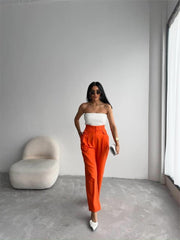 PANTOLON KAPALI CEP 3 DÜĞME DETAYLI - Mavi