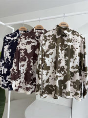 Batik Desenli Chanel Saten Gömlek 3467