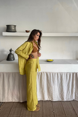 GÖMLEK-PANTOLON TAKIM CUPRA KUMAŞ - Kahverengi