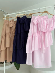 Büzgülü Crop Kat Detaylı Fırfır Etekli Takım 10196