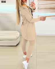 Kadın uzun kollu krep üçlü takım