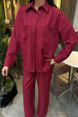 Palazzo Pantolonlu Çizgili Takım 10092