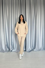 Mor 3 Taş Motifli Gömlek Ve Pantolon Takım