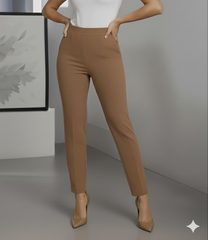 Kadın Yüksek Bel Ithal Krep Pantolon