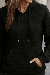 Kadın Uzun Kollu Kapşonlu Bağcıklı Cepli Capitone Sweatshirt