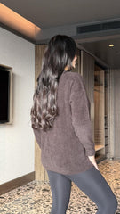 Kadın V Yaka Uzun Kollu Inci Detay Triko Bluz