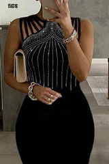 Çok Şık Likralı Maxi Boy Elbise