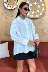Kristal Taş Çakımlı Poplin Gömlek 3413